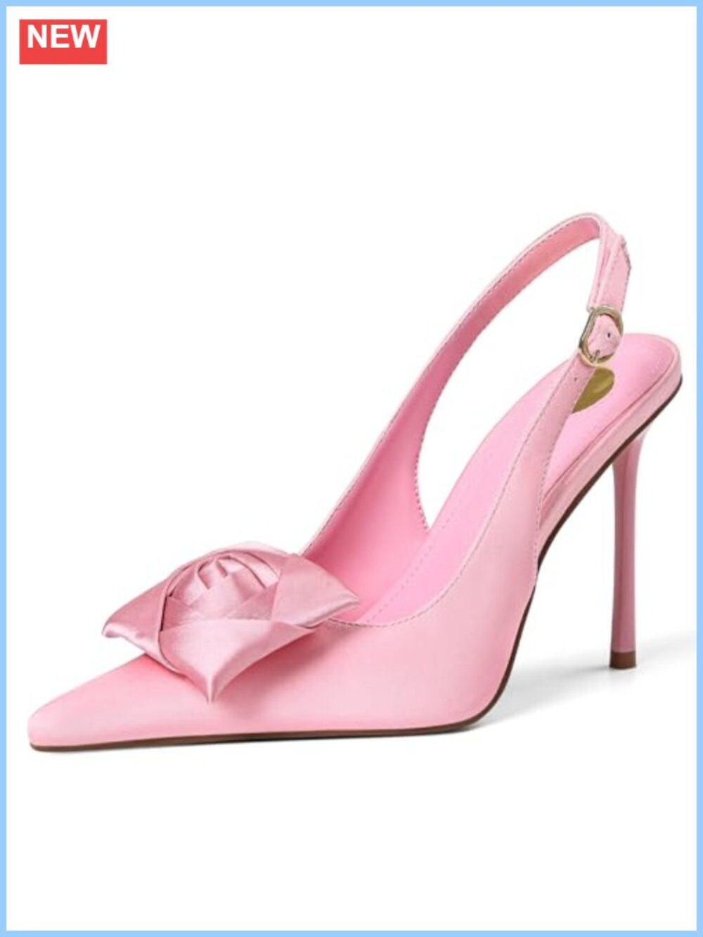Slingback Pumps Women Pointed Toe Stiletto Heels Adjustable Buckle